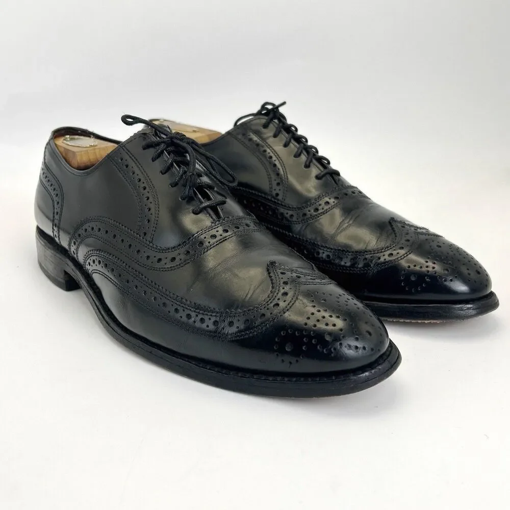 Allen Edmonds Lloyd Dress Shoes Mens 8.5 D Black Leather Wing Tip Oxford Brogue